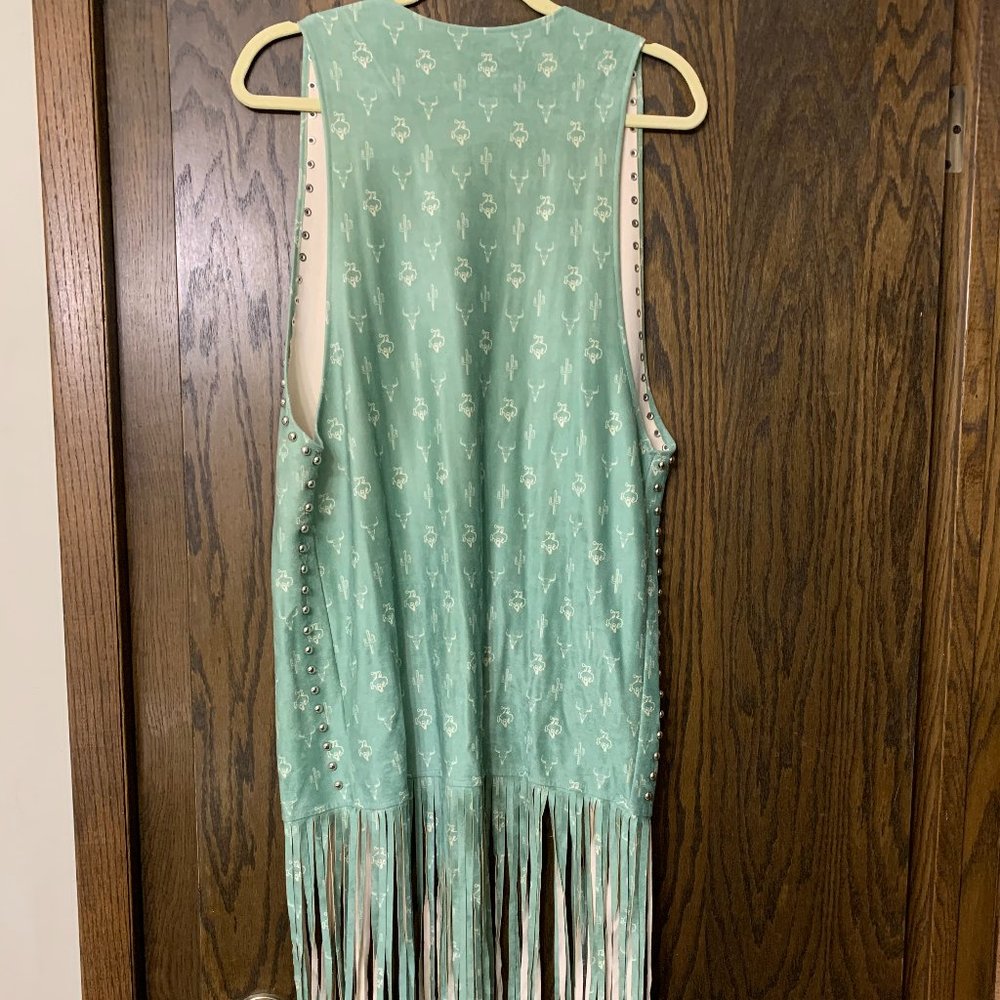 Crazy Train Fringe Western Steer head Vest w Studs